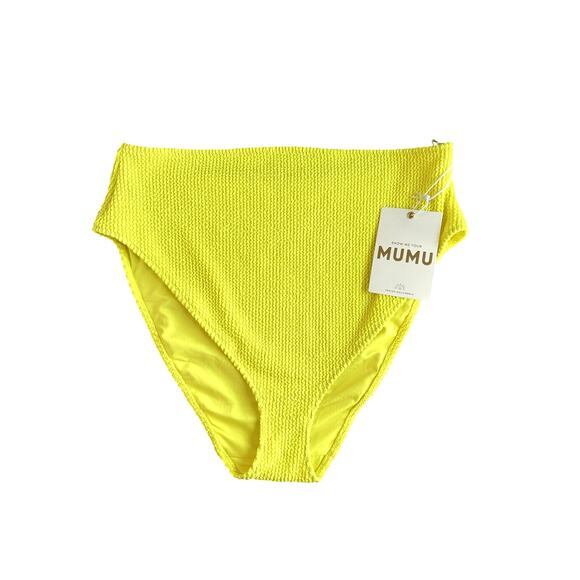 Show Me Your Mumu Sail Bikini Bottom in Highlighter Yellow L NWT - Picture 5 of 8